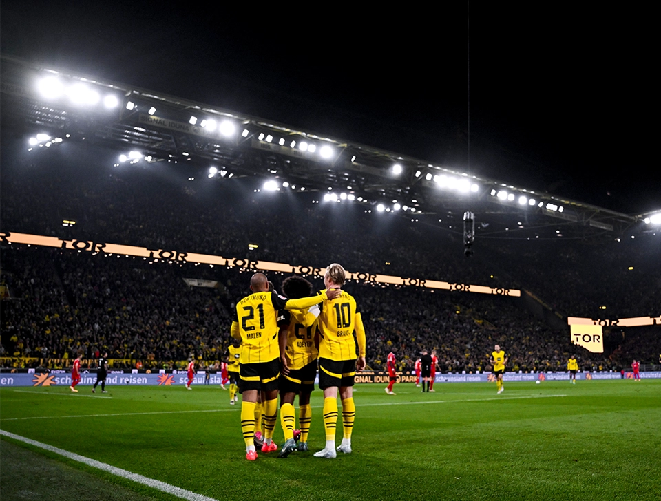 Vier BVB Spieler jubeln (Foto)